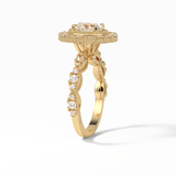 Oval Pave and Halo Lab Grown Diamond Engagement Ring
