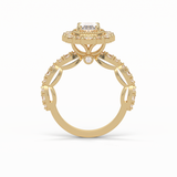 Oval Pave and Halo Lab Grown Diamond Engagement Ring
