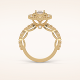 1.33 CT Oval Shaped Halo & Pave Moissanite Engagement Ring