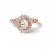 Oval Pave and Halo Lab Grown Diamond Engagement Ring
