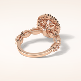 1.33 CT Oval Shaped Halo & Pave Moissanite Engagement Ring