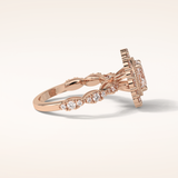 1.33 CT Oval Shaped Halo & Pave Moissanite Engagement Ring