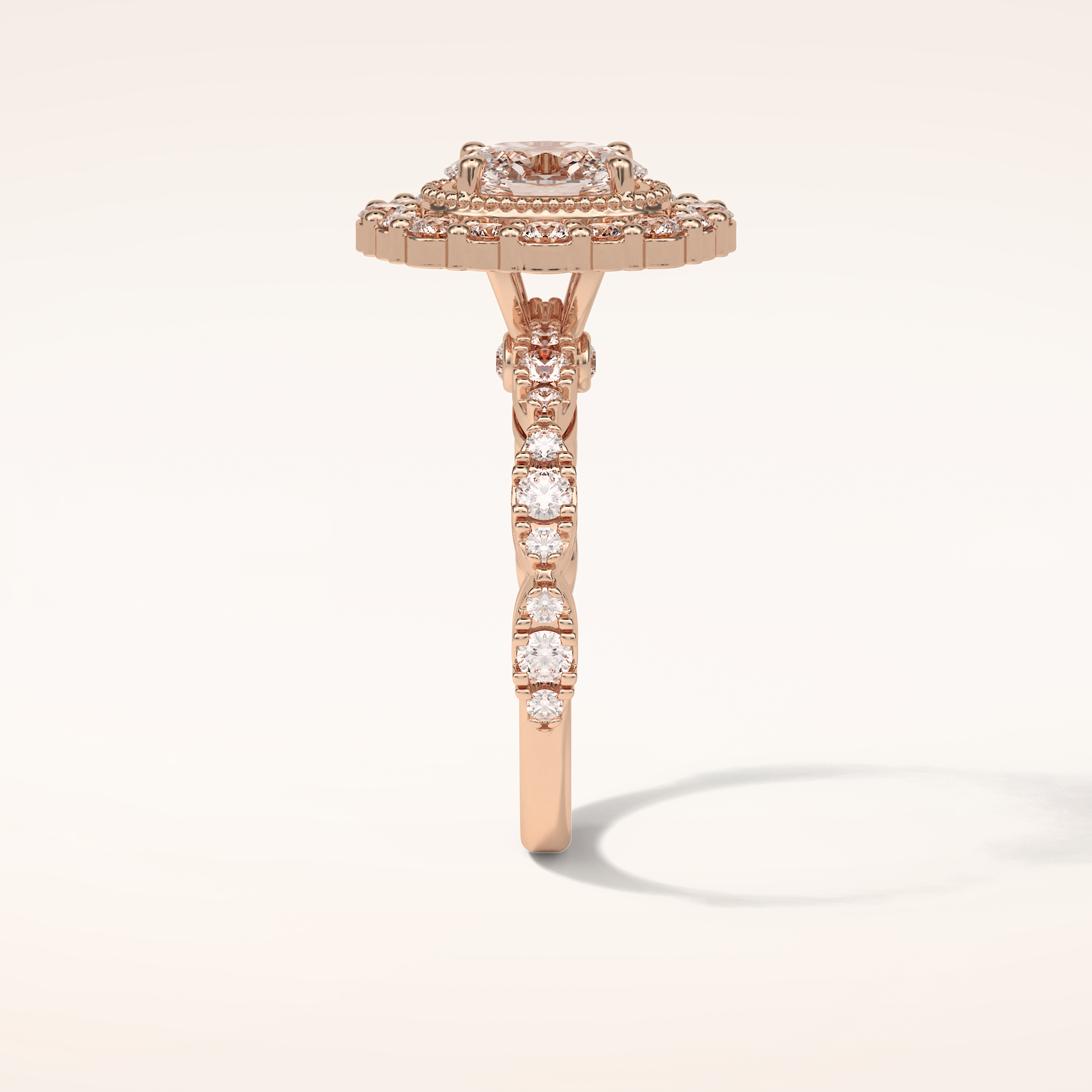 1.33 CT Oval Shaped Halo & Pave Moissanite Engagement Ring