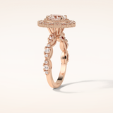 1.33 CT Oval Shaped Halo & Pave Moissanite Engagement Ring