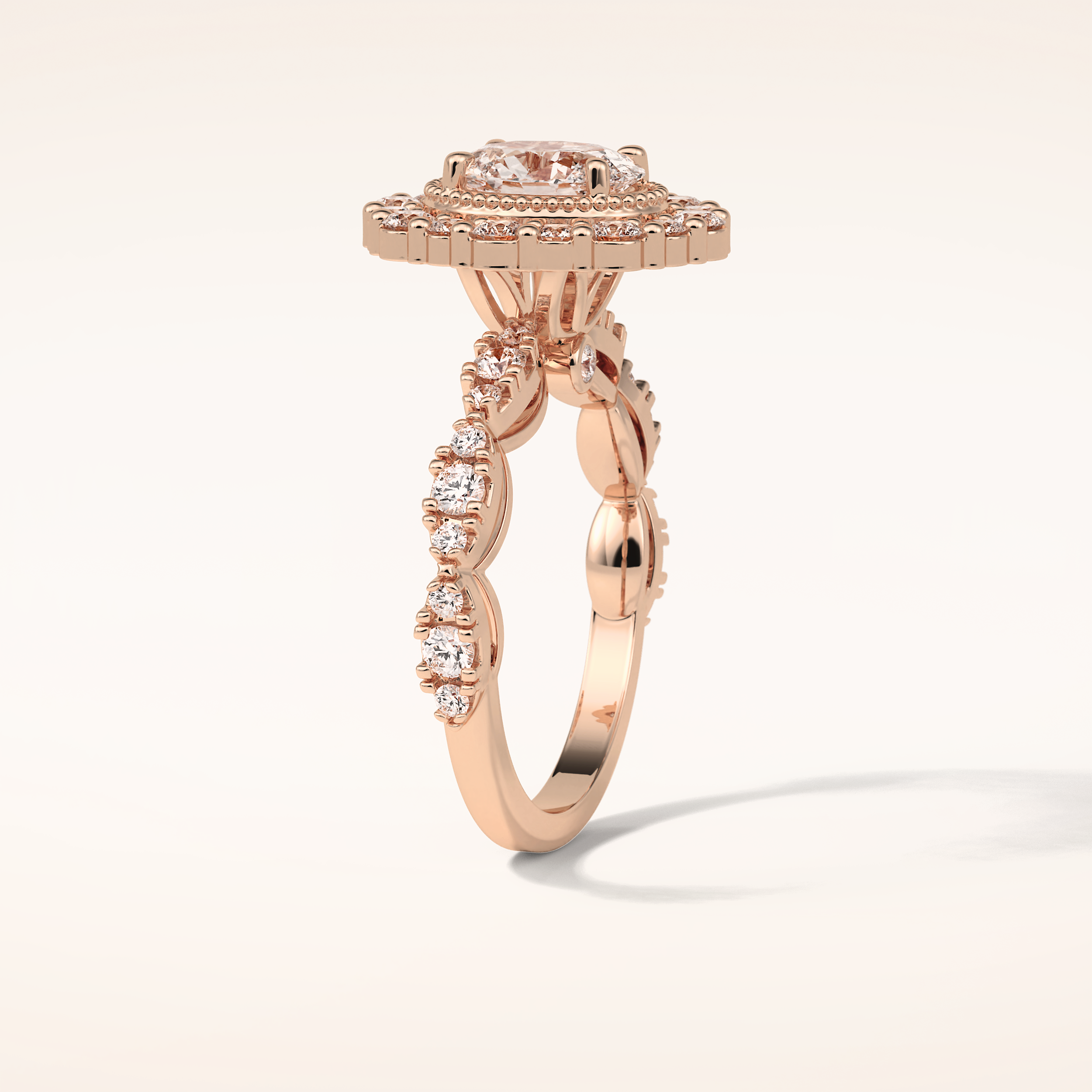 1.33 CT Oval Shaped Halo & Pave Moissanite Engagement Ring