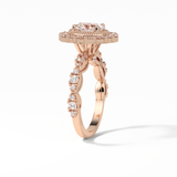 Oval Pave and Halo Lab Grown Diamond Engagement Ring
