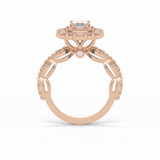 Oval Pave and Halo Lab Grown Diamond Engagement Ring