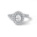 Oval Pave and Halo Lab Grown Diamond Engagement Ring