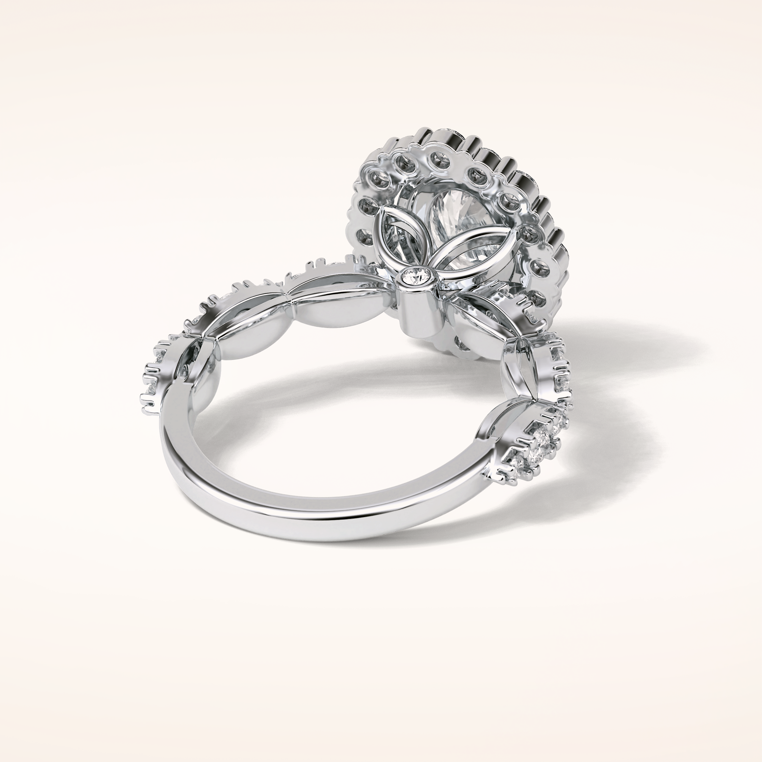 1.33 CT Oval Shaped Halo & Pave Moissanite Engagement Ring