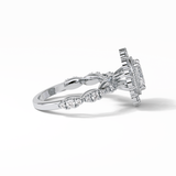 Oval Pave and Halo Lab Grown Diamond Engagement Ring