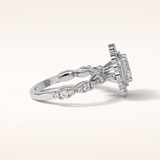 1.33 CT Oval Shaped Halo & Pave Moissanite Engagement Ring