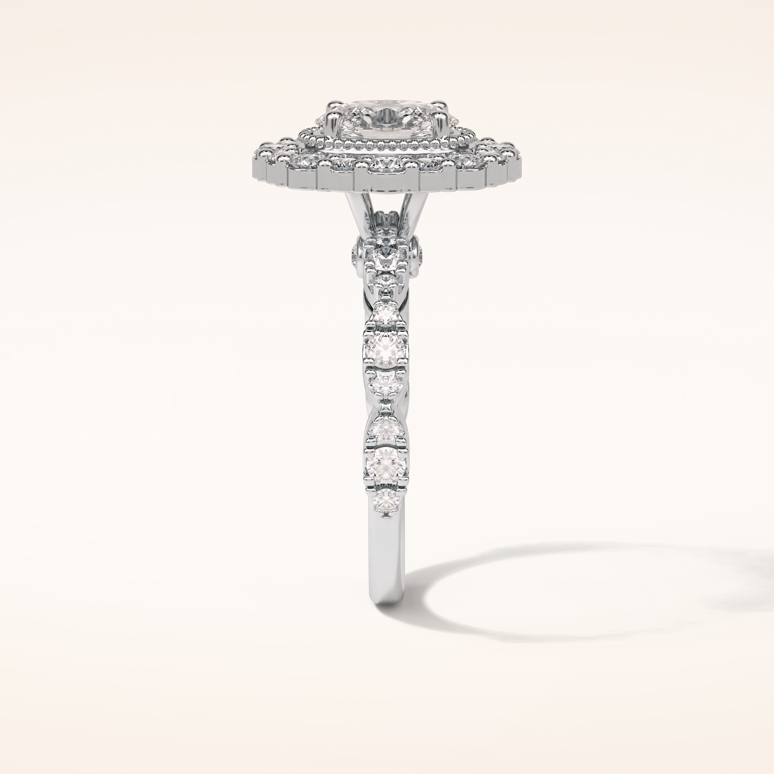 1.33 CT Oval Shaped Halo & Pave Moissanite Engagement Ring