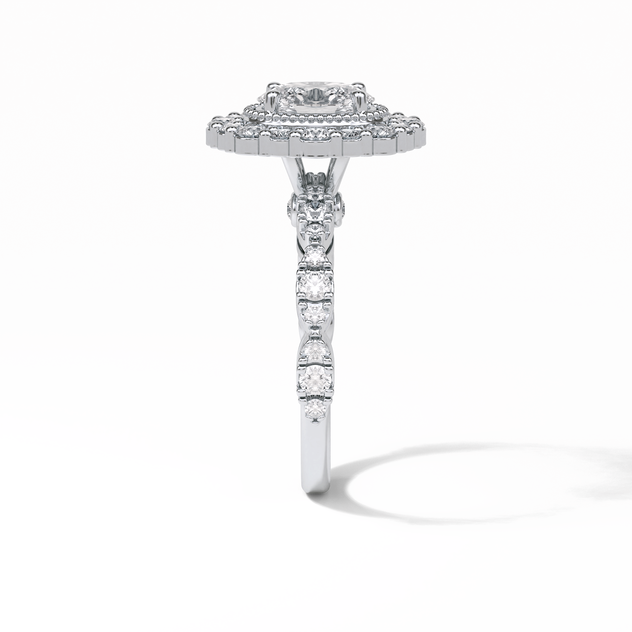 Oval Pave and Halo Lab Grown Diamond Engagement Ring