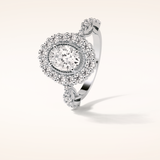 1.33 CT Oval Shaped Halo & Pave Moissanite Engagement Ring