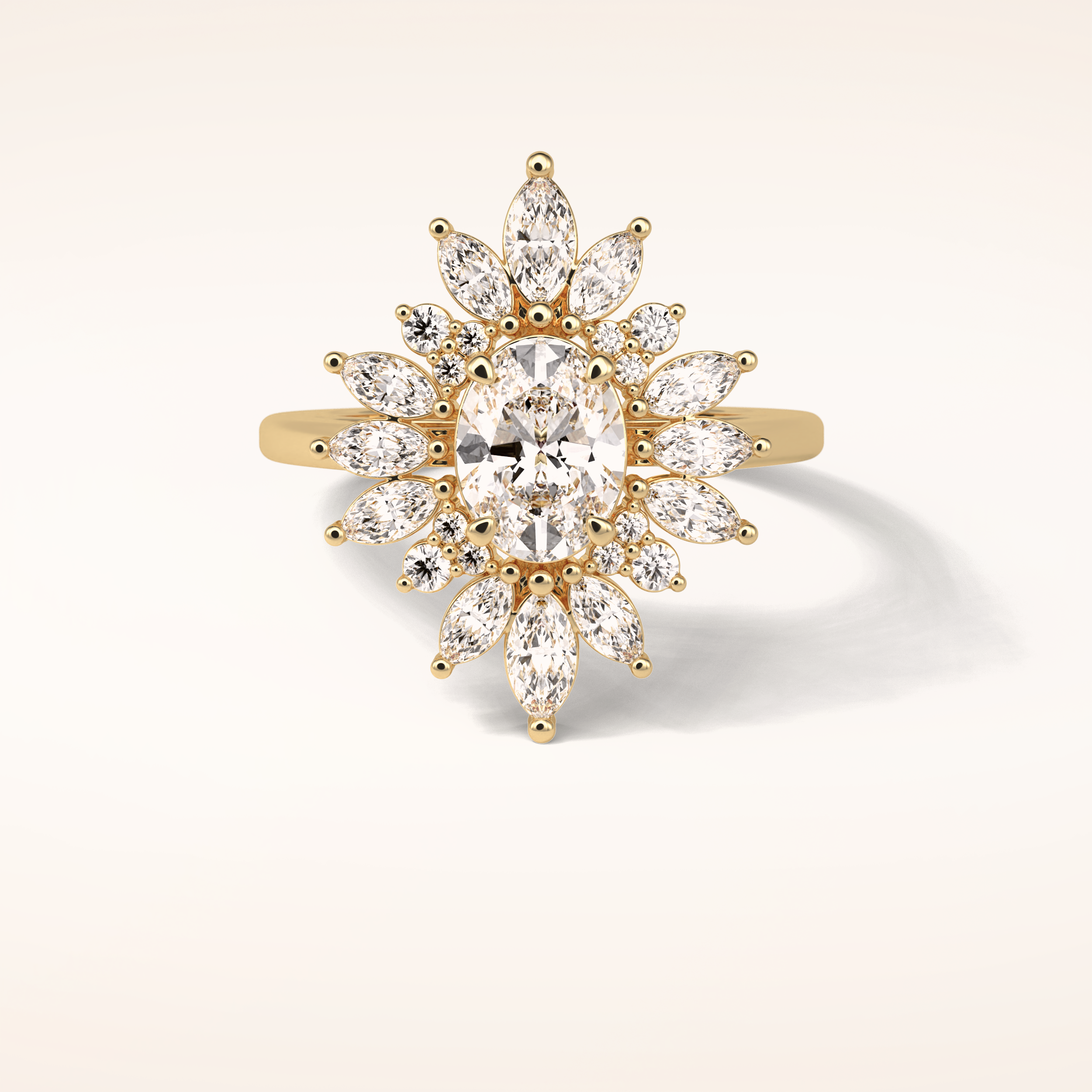 1.33 CT Oval Shaped Cluster Moissanite Engagement Ring