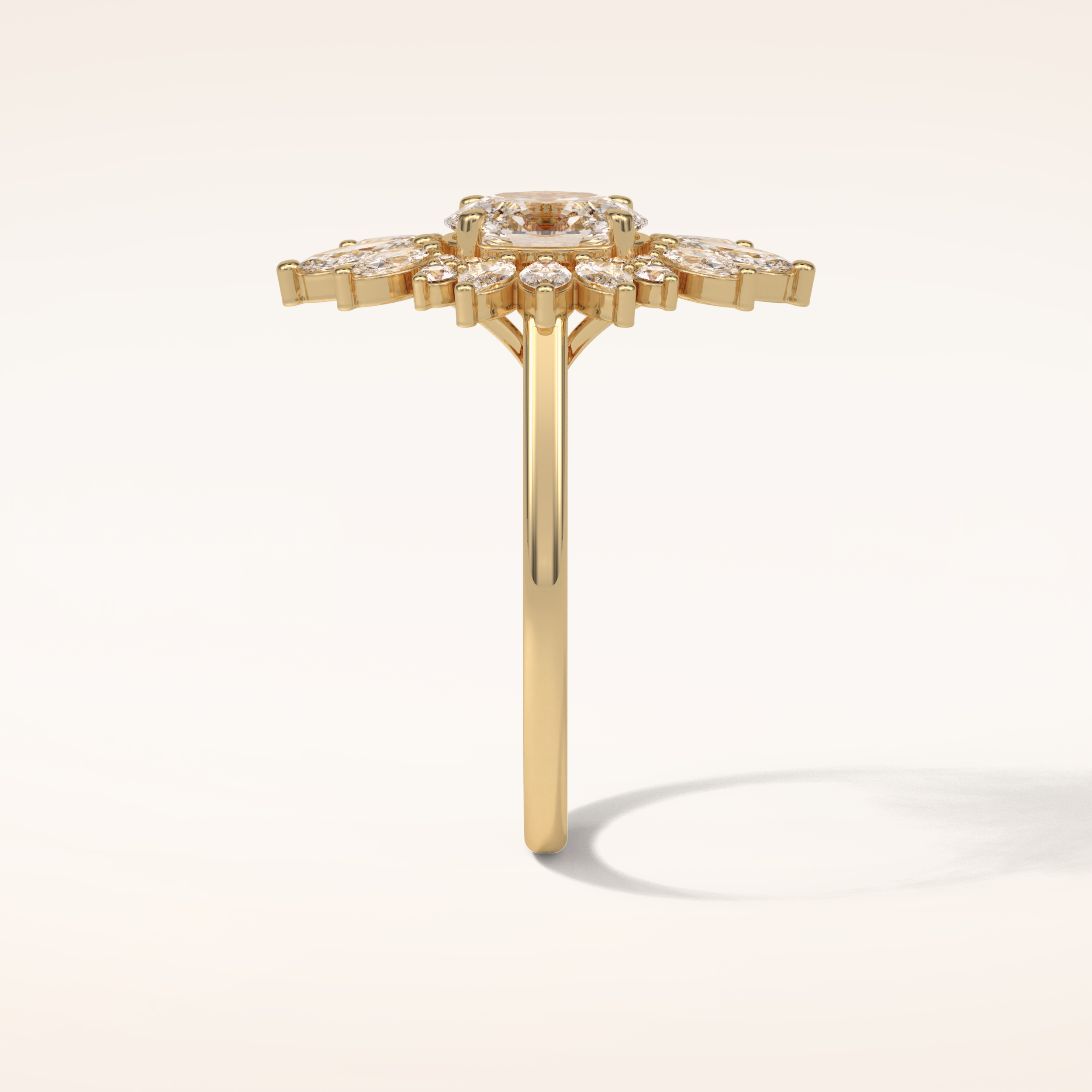 1.33 CT Oval Shaped Cluster Moissanite Engagement Ring