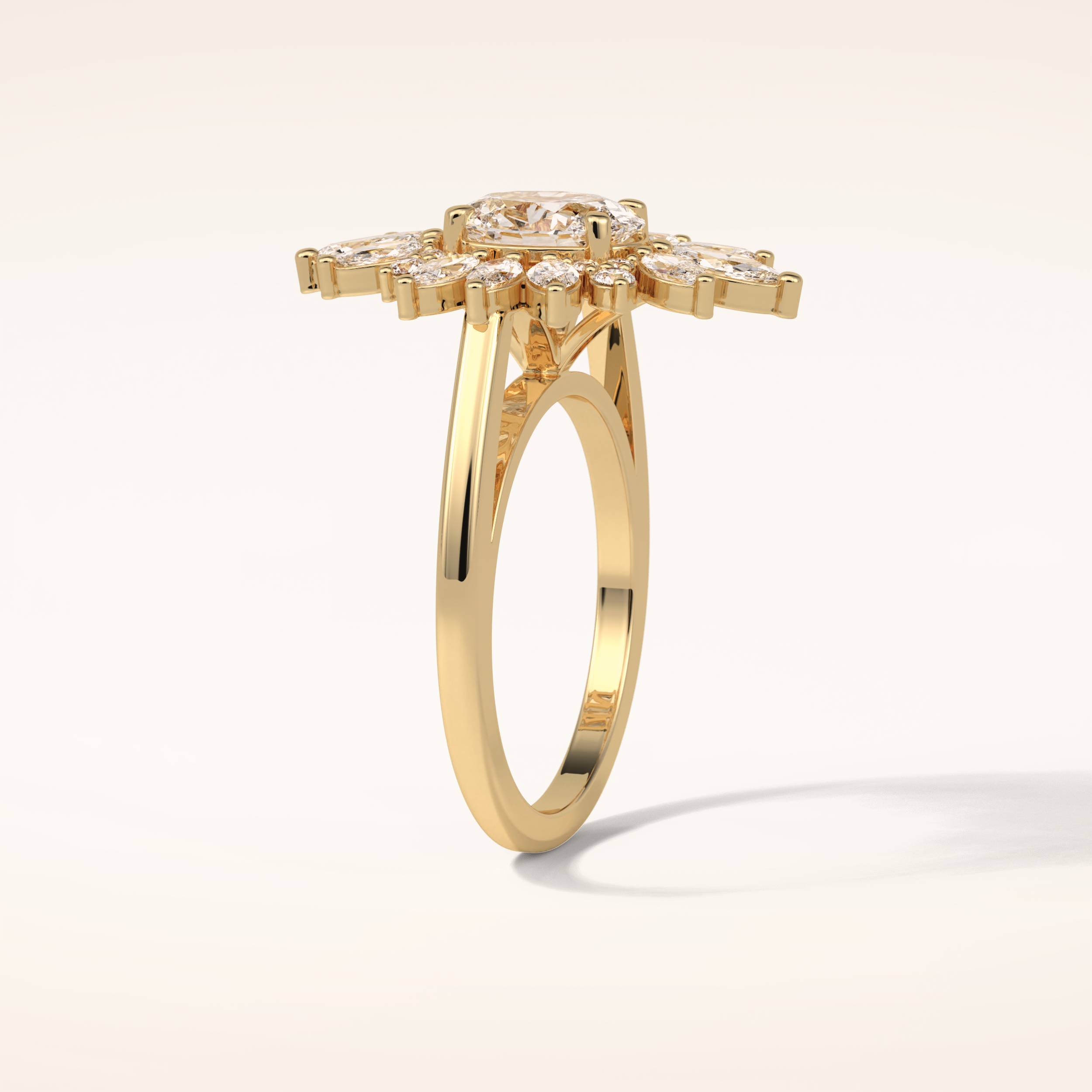 1.33 CT Oval Shaped Cluster Moissanite Engagement Ring