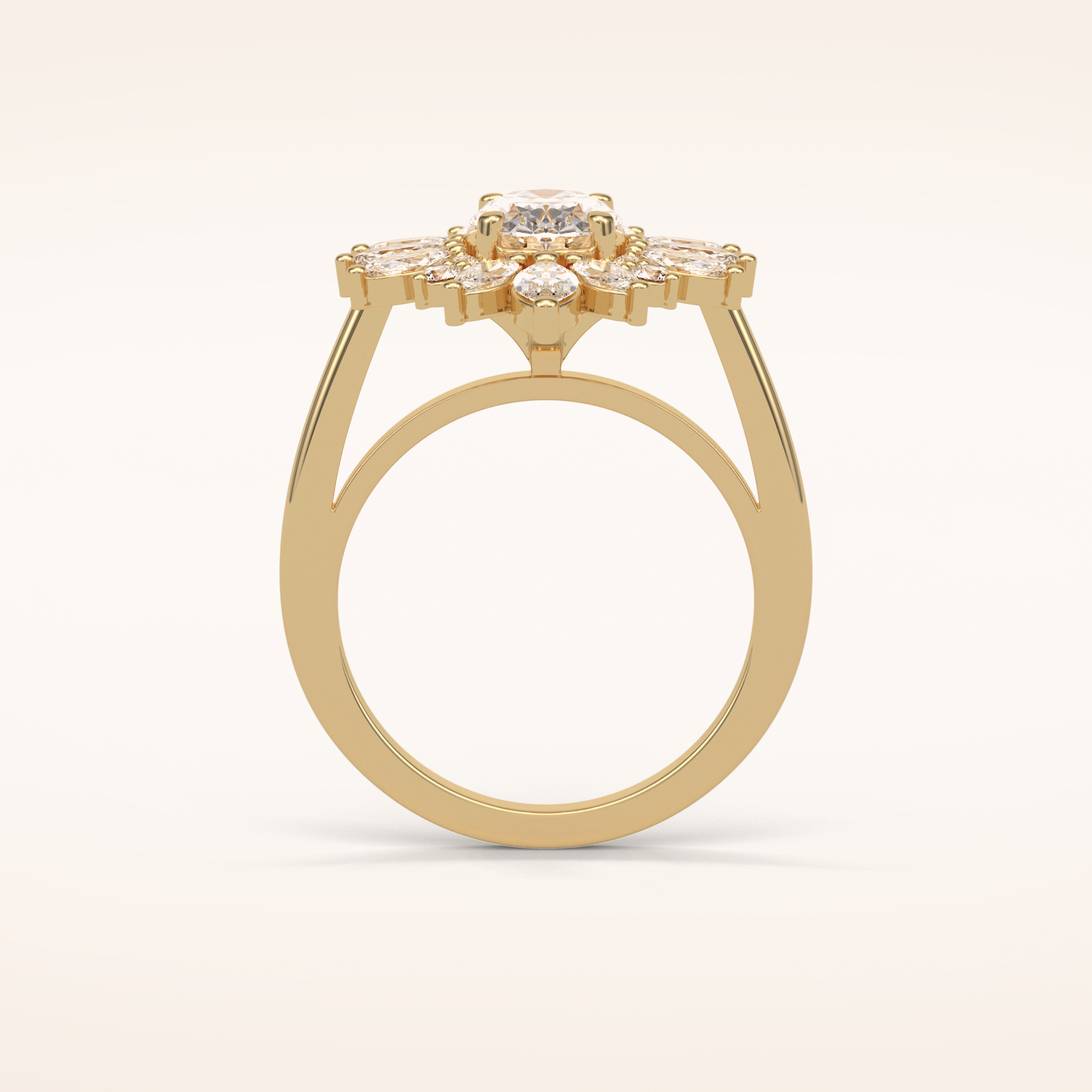 1.33 CT Oval Shaped Cluster Moissanite Engagement Ring