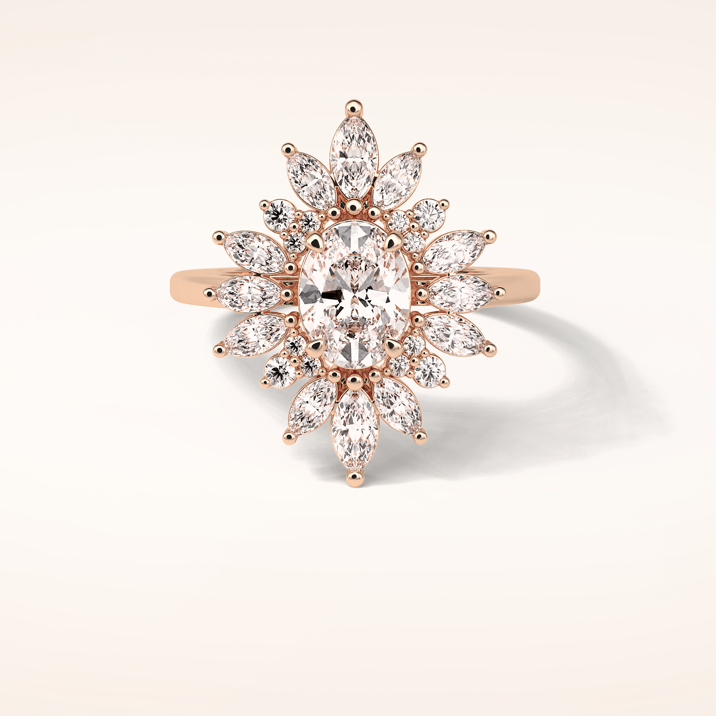 1.33 CT Oval Shaped Cluster Moissanite Engagement Ring