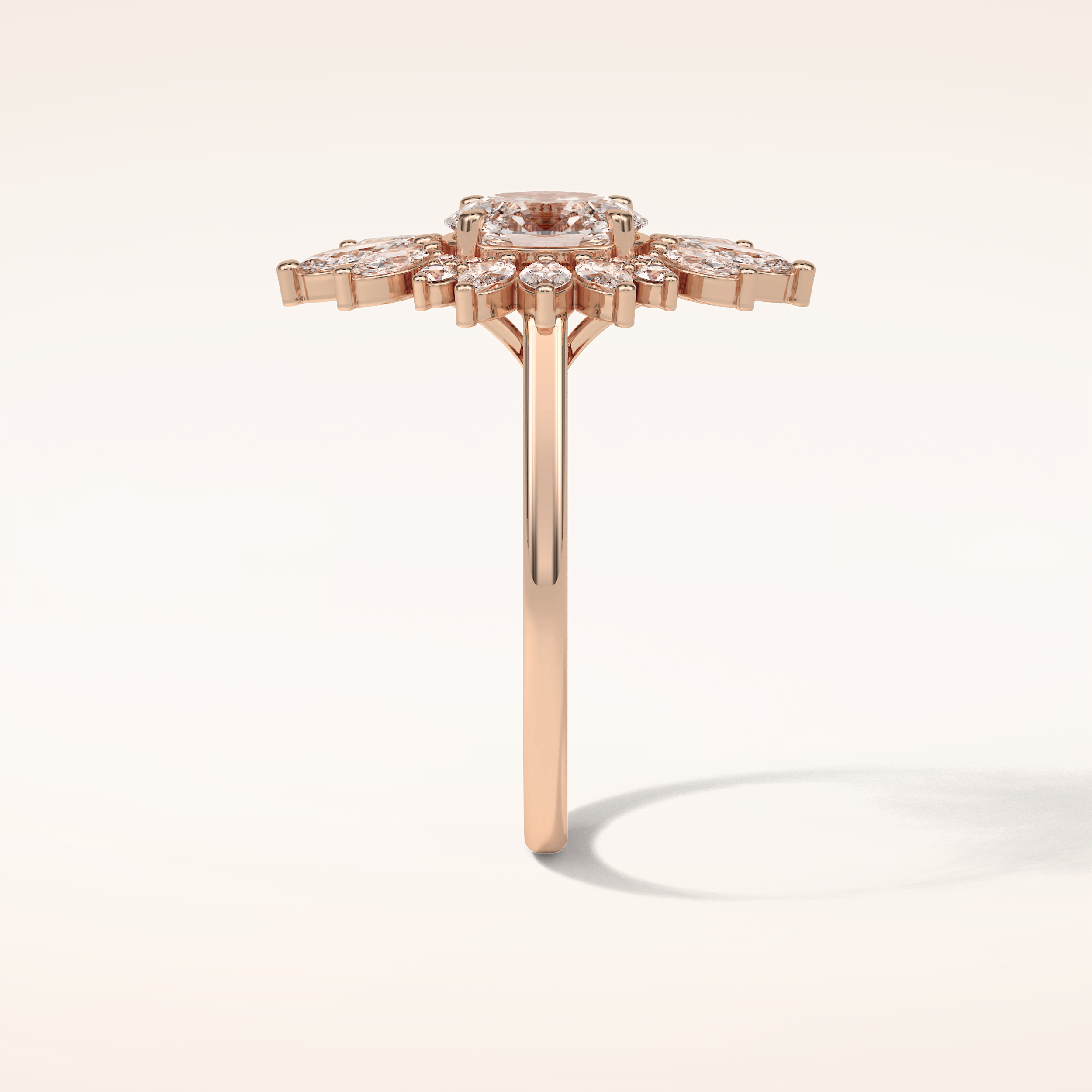 1.33 CT Oval Shaped Cluster Moissanite Engagement Ring