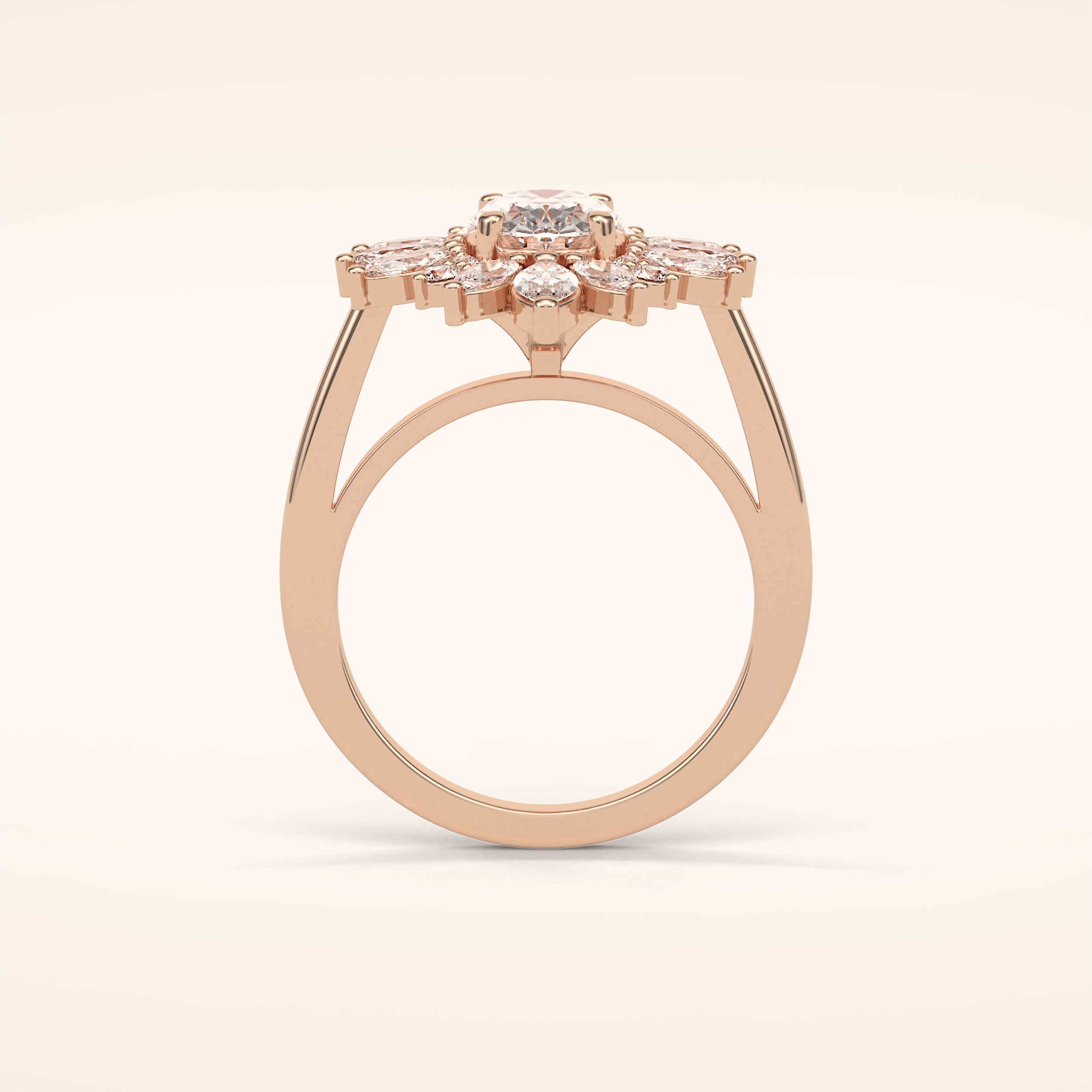 1.33 CT Oval Shaped Cluster Moissanite Engagement Ring