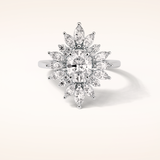 1.33 CT Oval Shaped Cluster Moissanite Engagement Ring
