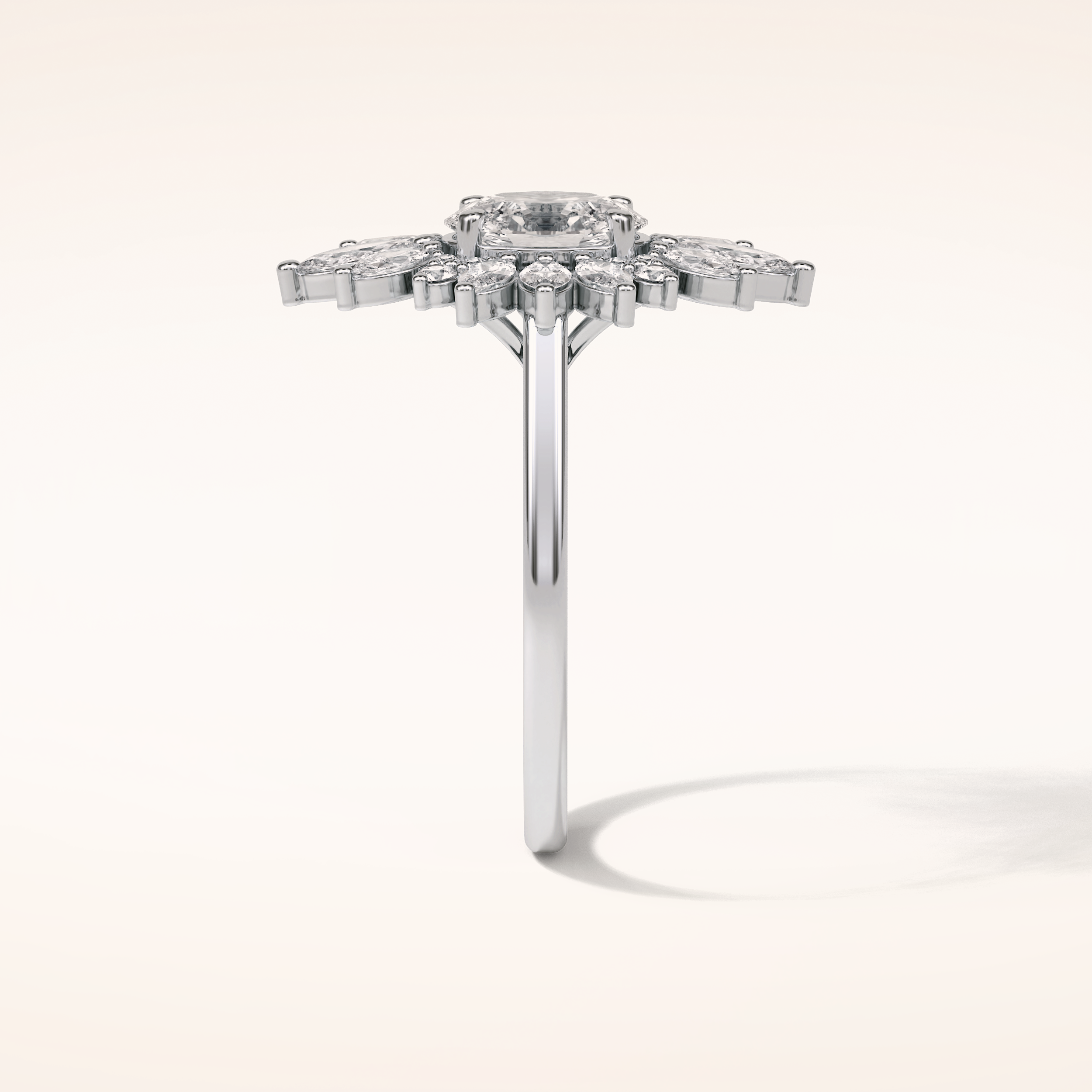 1.33 CT Oval Shaped Cluster Moissanite Engagement Ring