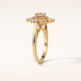 0.5 CT Round Shaped Halo & Cluster Moissanite Engagement Ring