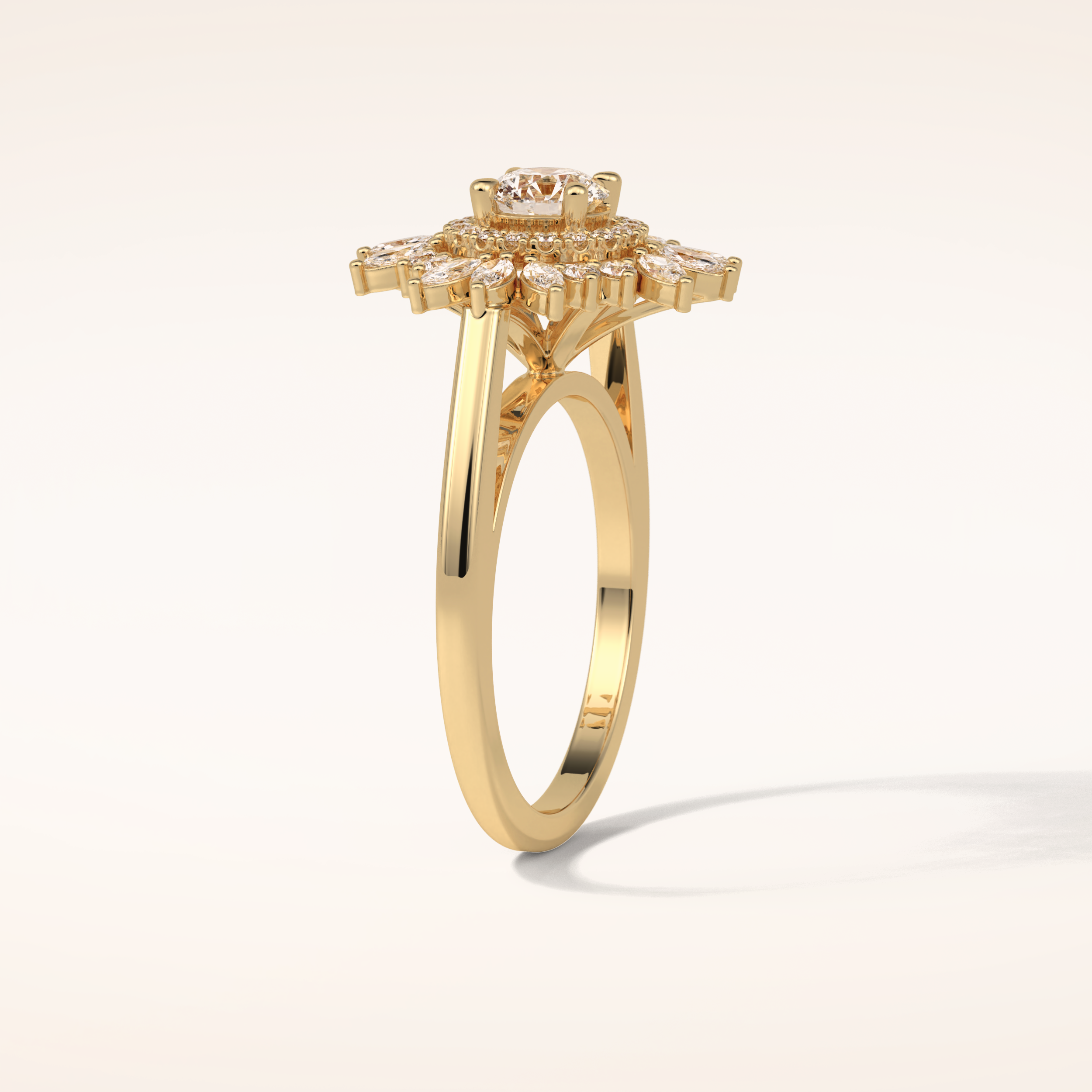 0.5 CT Round Shaped Halo & Cluster Moissanite Engagement Ring