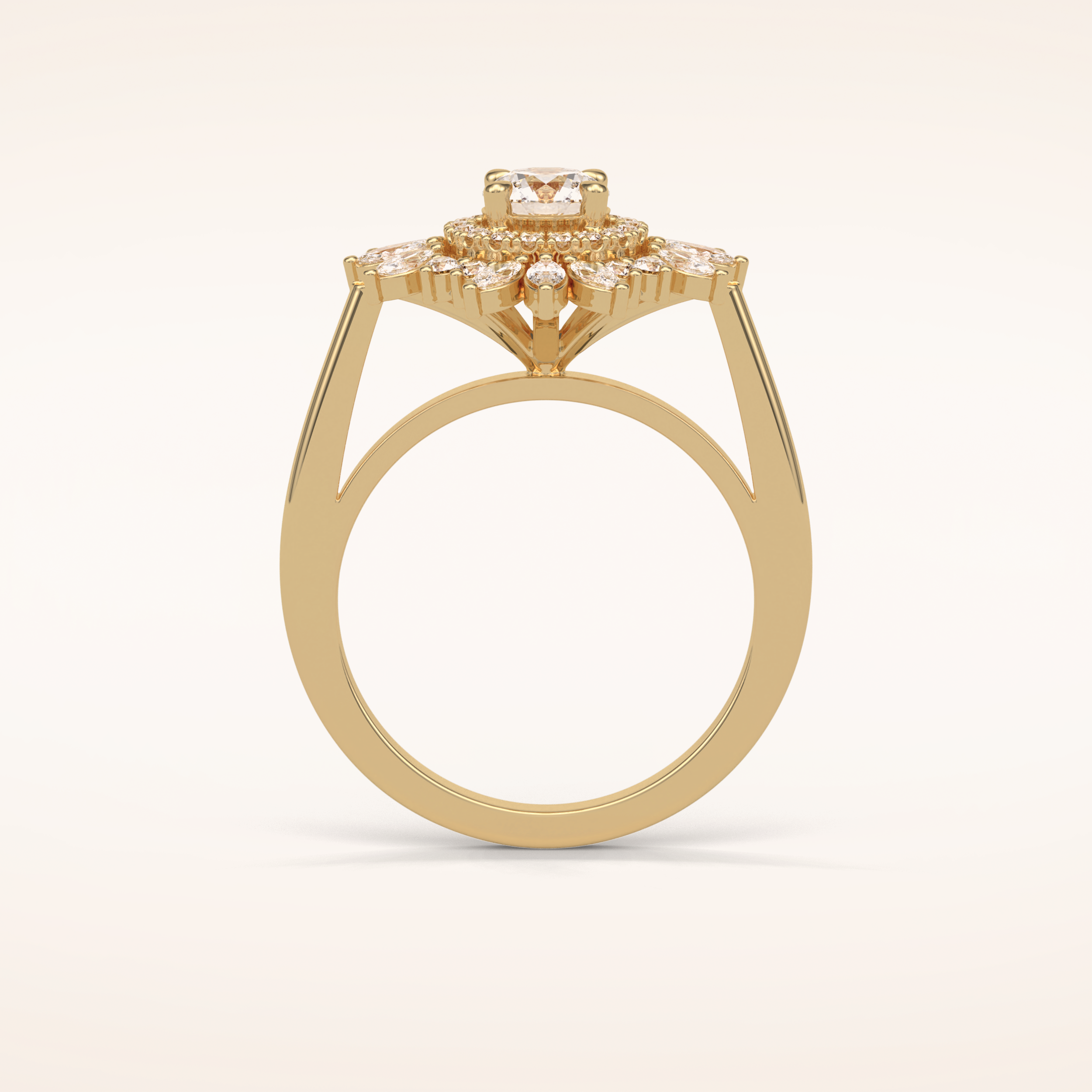 0.5 CT Round Shaped Halo & Cluster Moissanite Engagement Ring