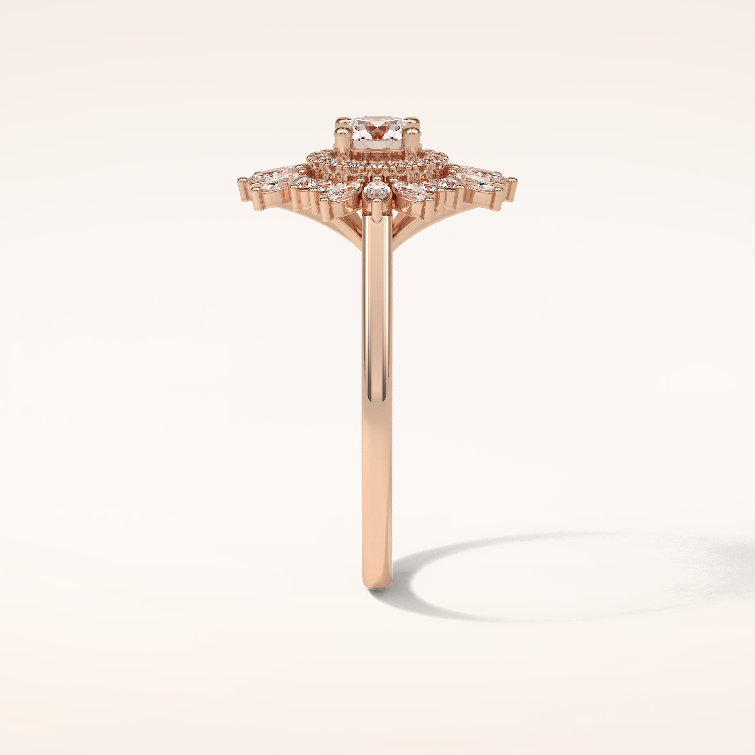 0.5 CT Round Shaped Halo & Cluster Moissanite Engagement Ring