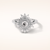 0.5 CT Round Shaped Halo & Cluster Moissanite Engagement Ring