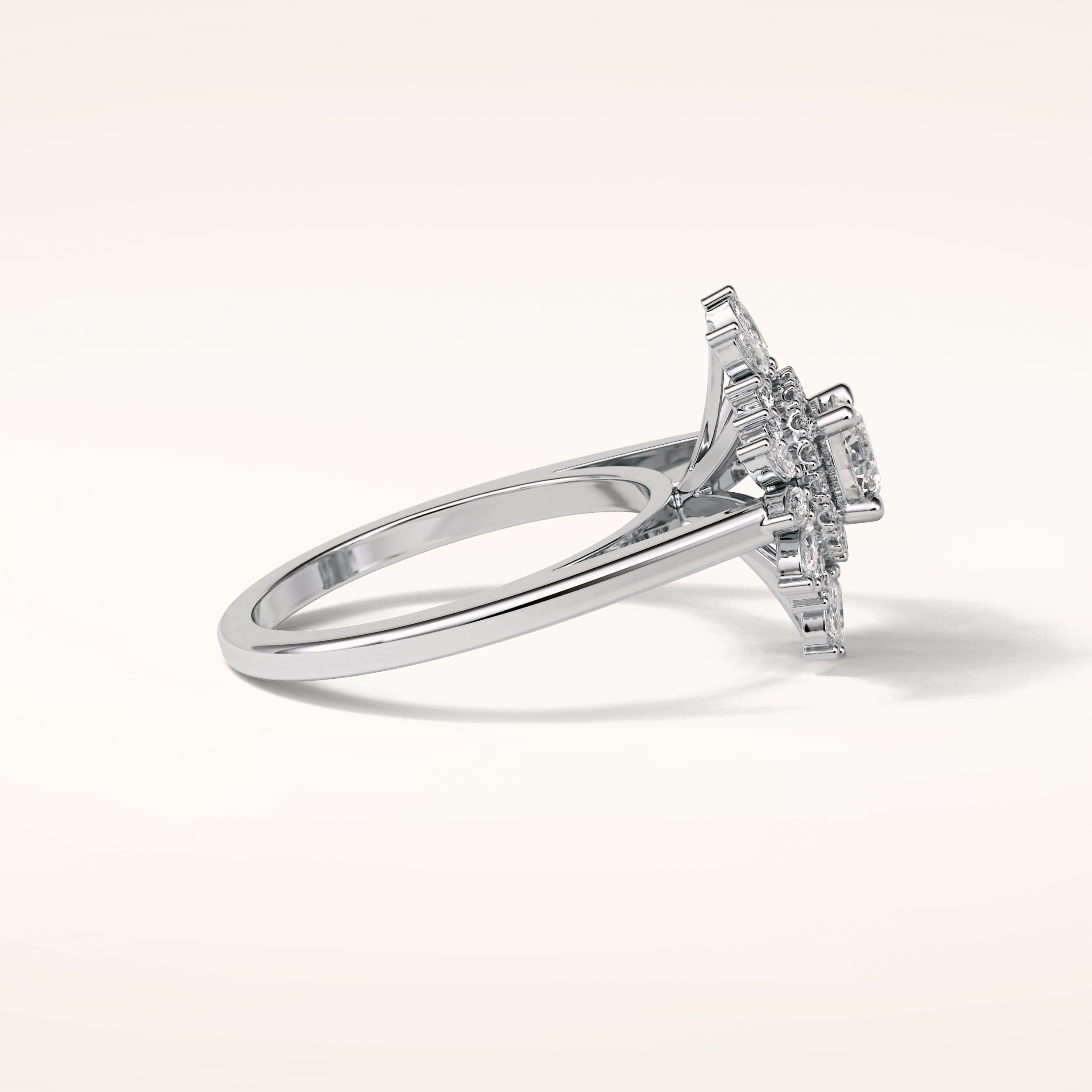 0.5 CT Round Shaped Halo & Cluster Moissanite Engagement Ring