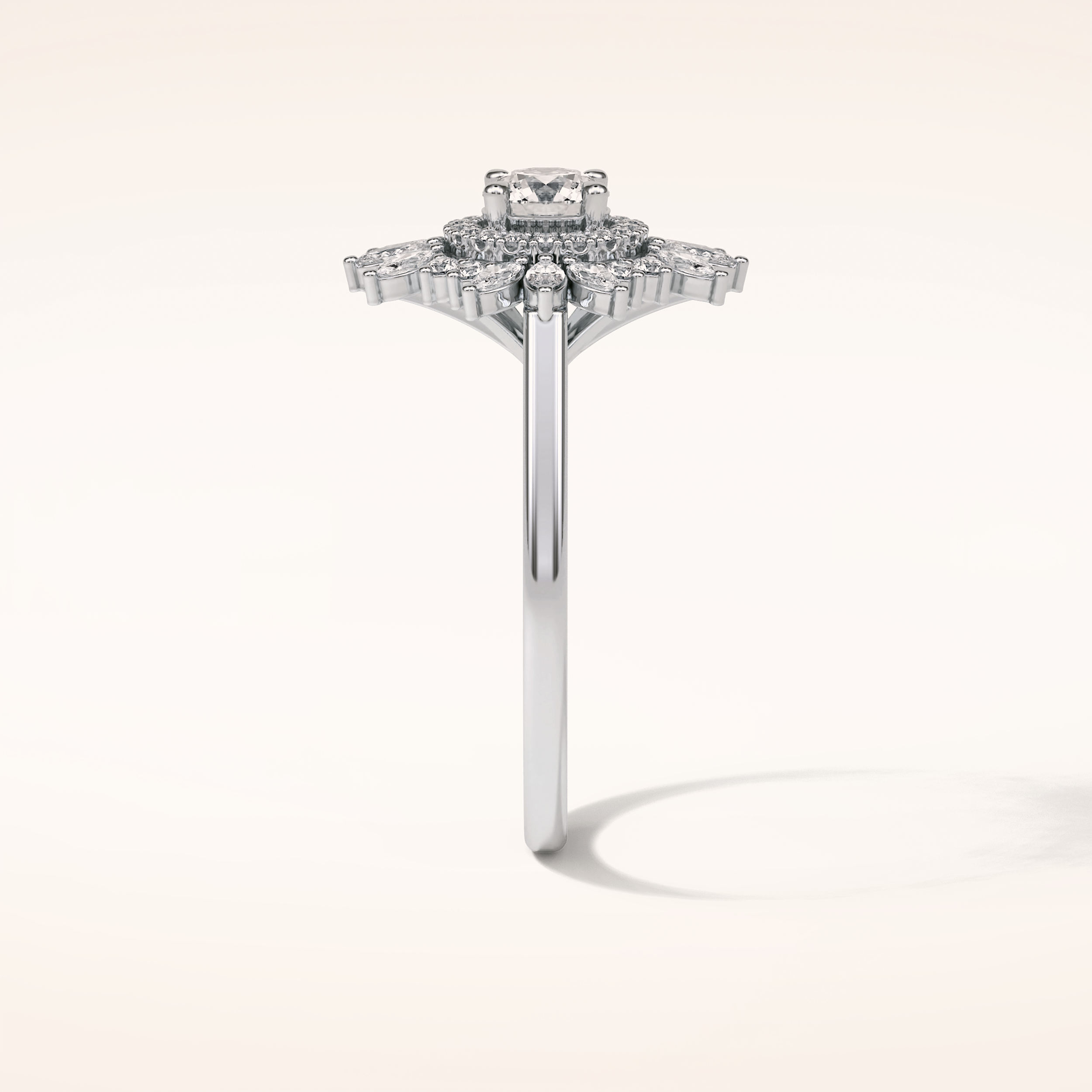 0.5 CT Round Shaped Halo & Cluster Moissanite Engagement Ring