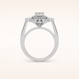 0.5 CT Round Shaped Halo & Cluster Moissanite Engagement Ring