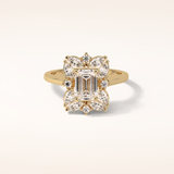 0.92 CT Emerald Shaped Cluster Moissanite Engagement Ring