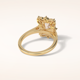 0.92 CT Emerald Shaped Cluster Moissanite Engagement Ring