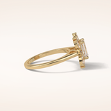 0.92 CT Emerald Shaped Cluster Moissanite Engagement Ring