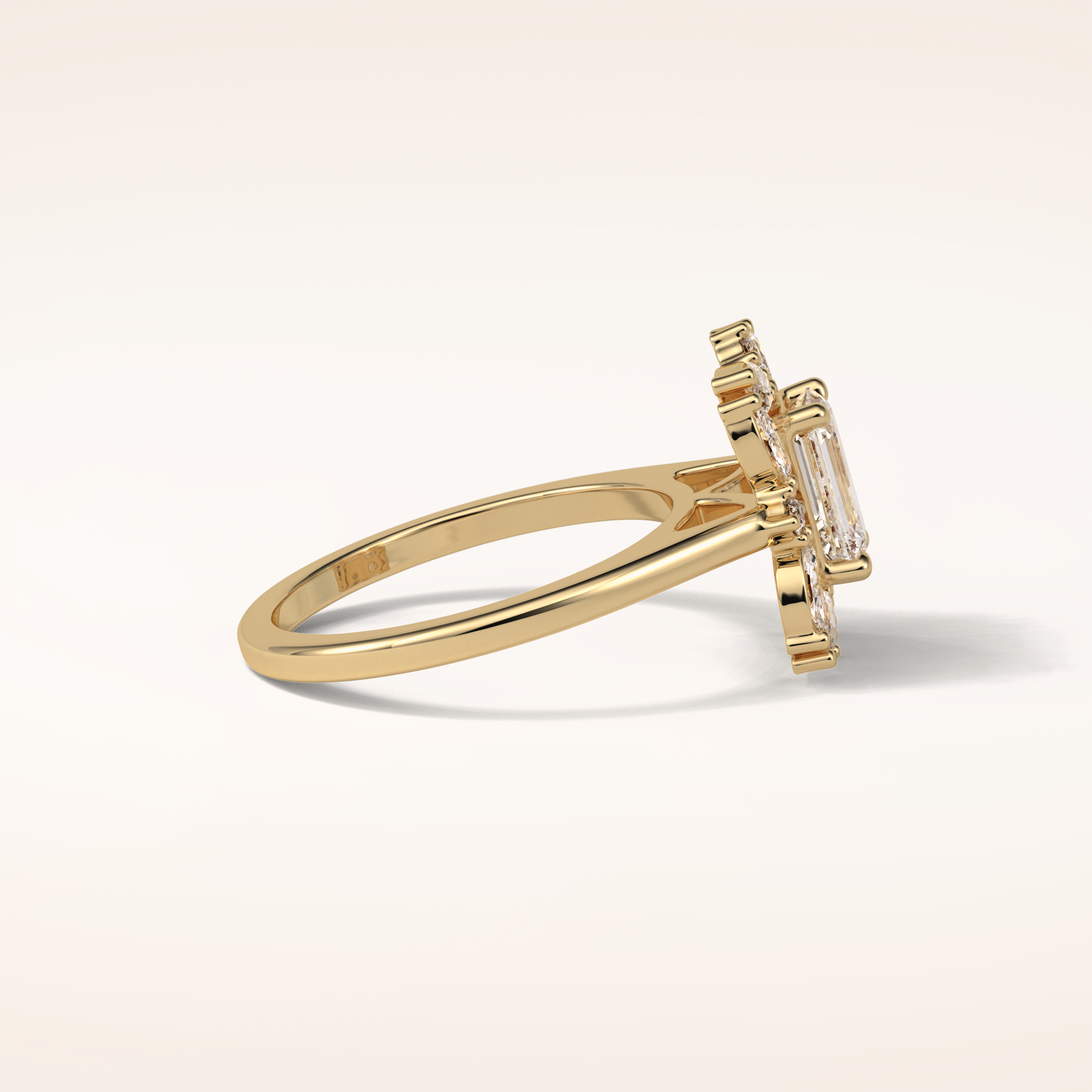 0.92 CT Emerald Shaped Cluster Moissanite Engagement Ring