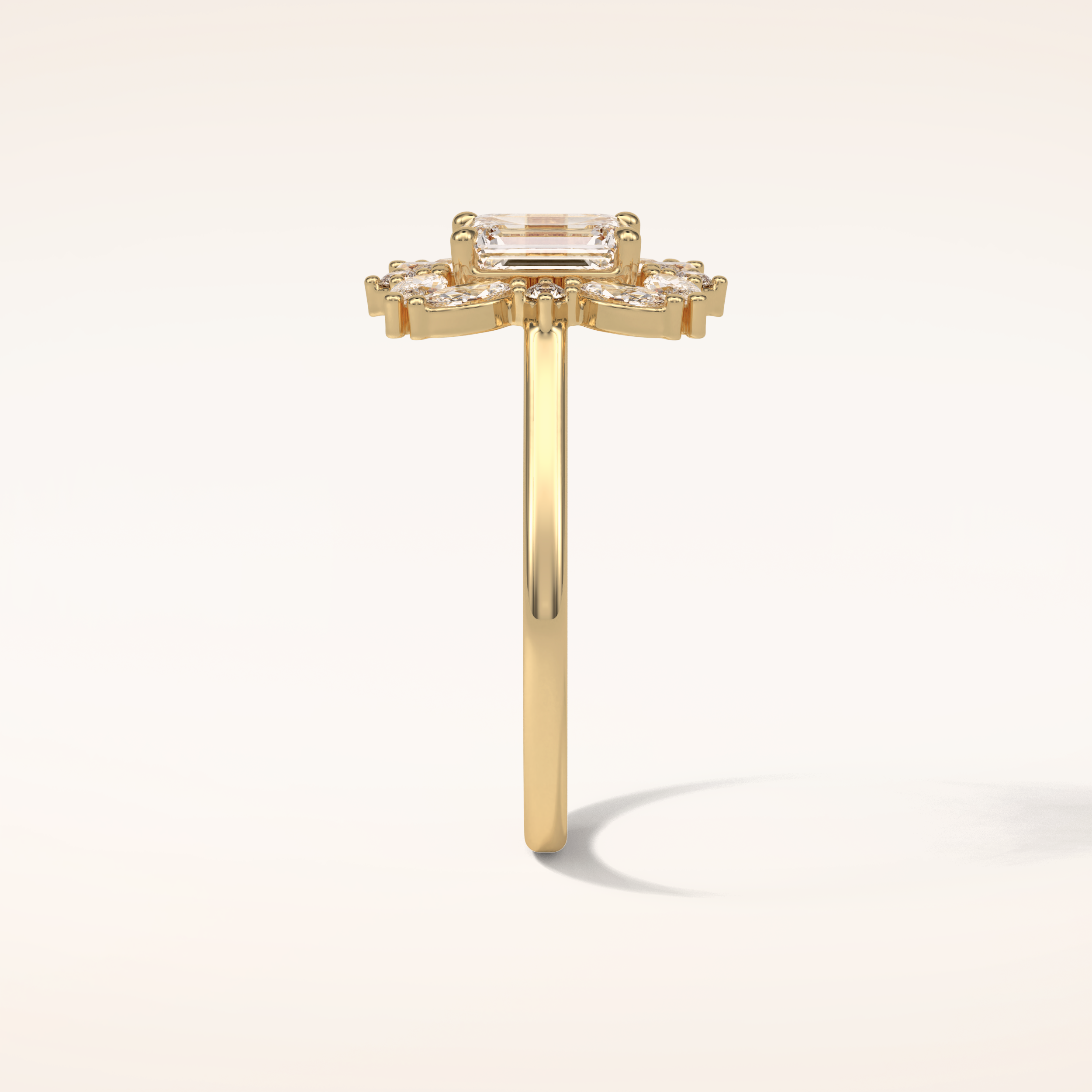 0.92 CT Emerald Shaped Cluster Moissanite Engagement Ring