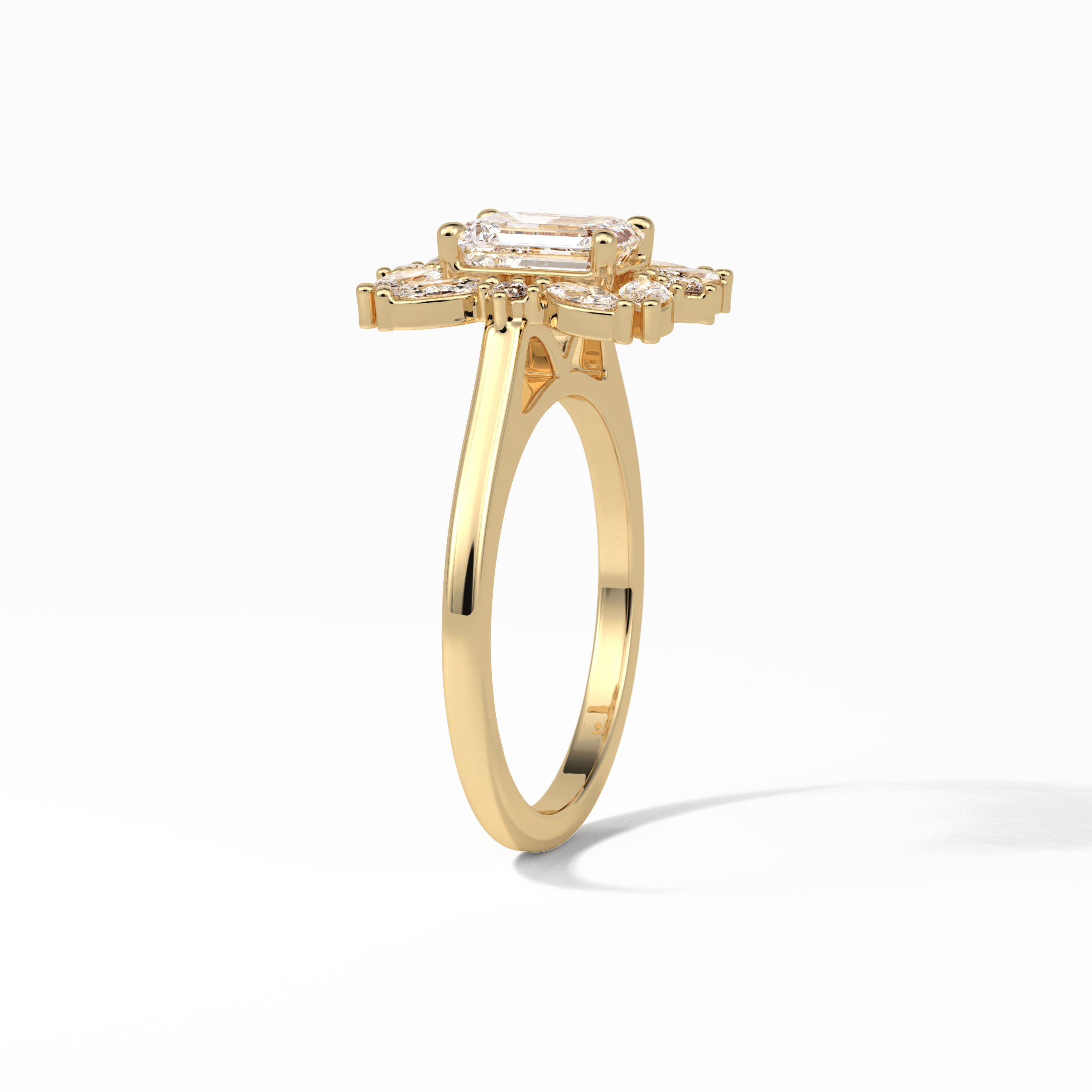 Emerald Cluster Lab Grown Diamond Engagement Ring