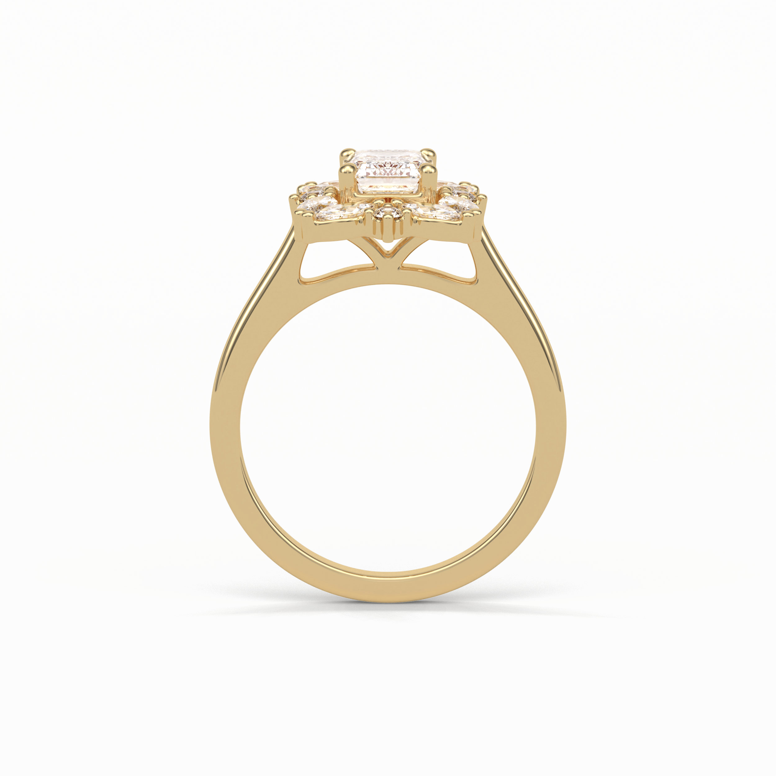 Emerald Cluster Lab Grown Diamond Engagement Ring