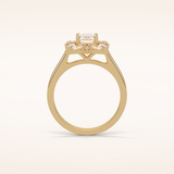 0.92 CT Emerald Shaped Cluster Moissanite Engagement Ring