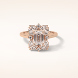 0.92 CT Emerald Shaped Cluster Moissanite Engagement Ring