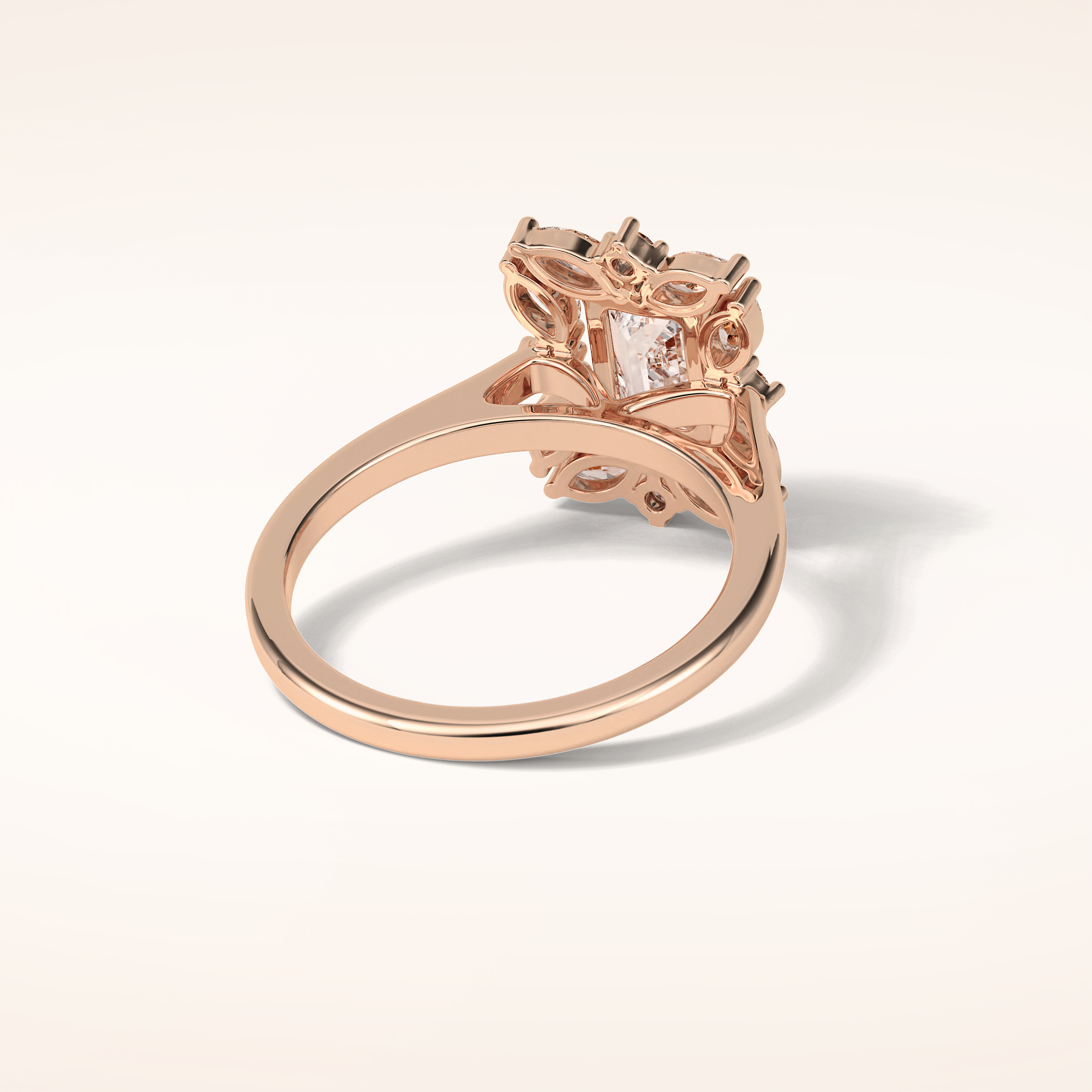 0.92 CT Emerald Shaped Cluster Moissanite Engagement Ring