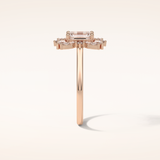 0.92 CT Emerald Shaped Cluster Moissanite Engagement Ring