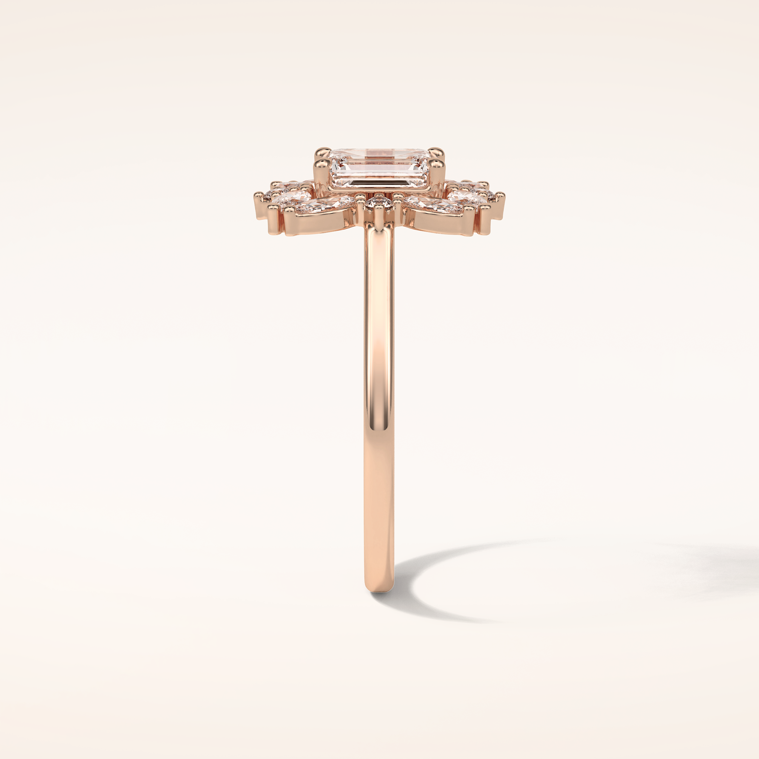 0.92 CT Emerald Shaped Cluster Moissanite Engagement Ring