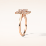 0.92 CT Emerald Shaped Cluster Moissanite Engagement Ring