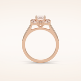 0.92 CT Emerald Shaped Cluster Moissanite Engagement Ring