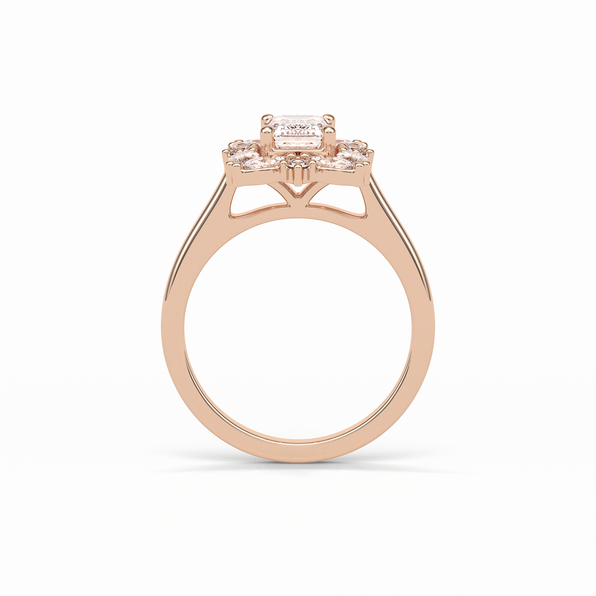 Emerald Cluster Lab Grown Diamond Engagement Ring